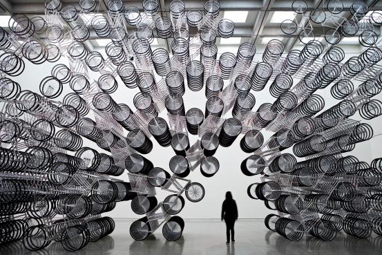 Ai Wei Wei, Forever Bicycles, 2011, Installation view at Taipei Fine Arts Museum, copyright Ai Wei Wei (via http://www.ngv.vic.gov.au/exhibition/andy-warhol-ai-wei-wei/)