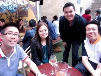 Happy snap from the AASRN's 4th conference: AAI 4 conference (11 Nov 2011): L to R - Chris Lee (U of British Columbia, Canada), Christine Kim (Simon Fraser U, Canada), Adrian Lee (then UniMelb) and Dean Chan (then U of Wollongong).