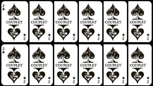 repeated print of 2 of Ace cards with 'Couplet' written in the center.