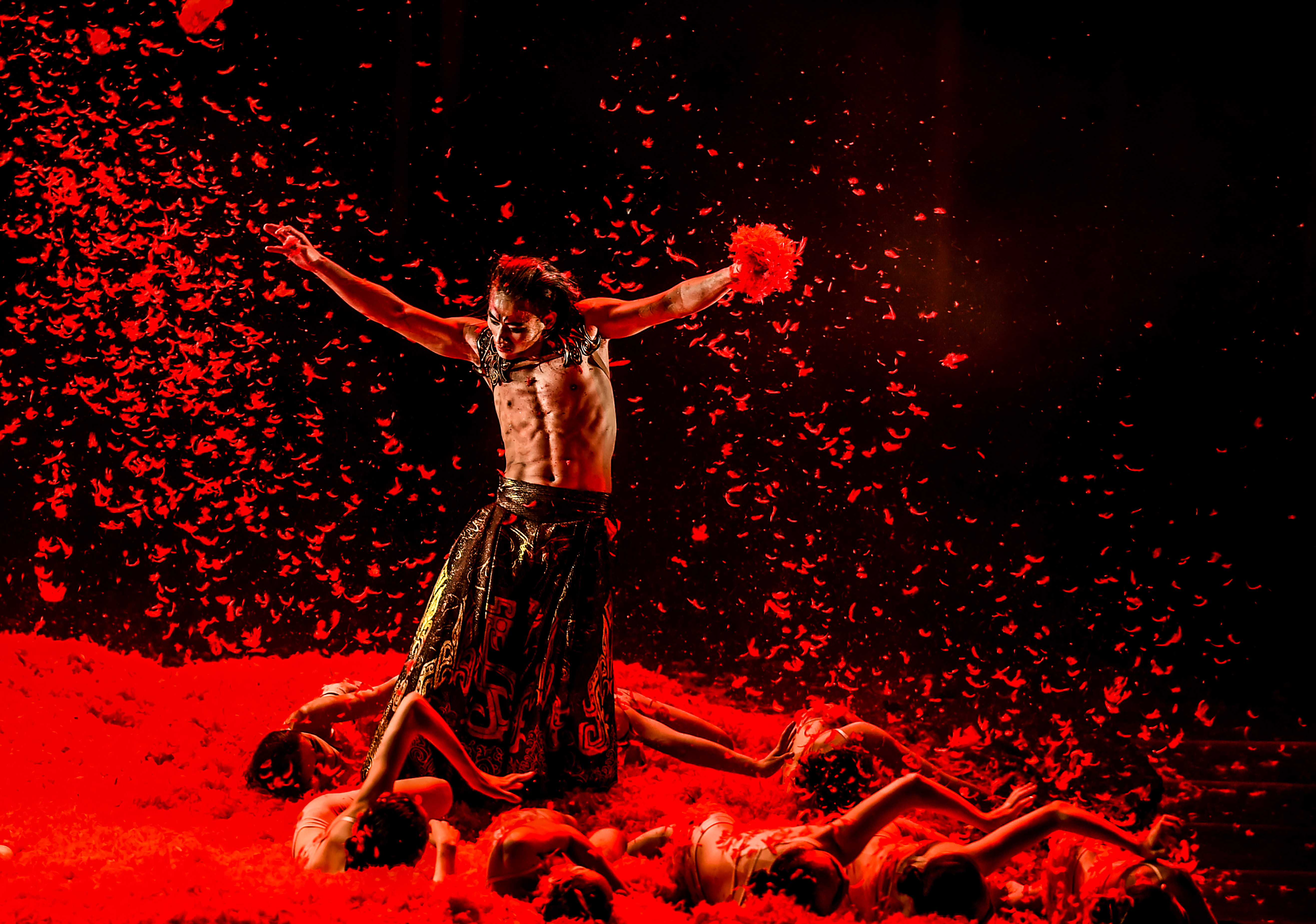 Dancer with red background