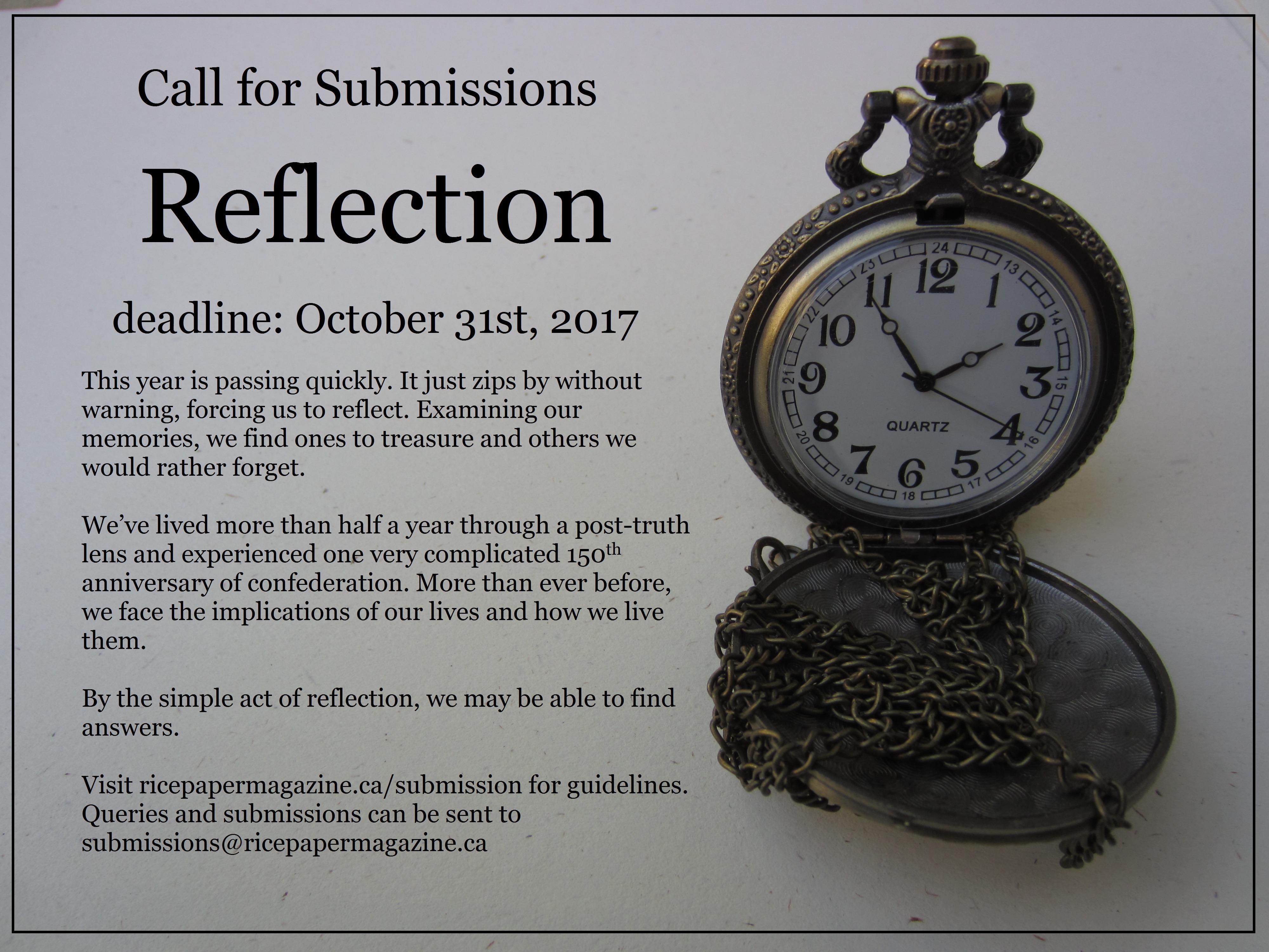 Ricepaper Magazine Poster - reflection - call for submissions