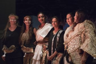 Full cast of Serpent Dreaming Women, Bunjilaka Aboriginal Cultural Centre, Image credit: Arun Munoz